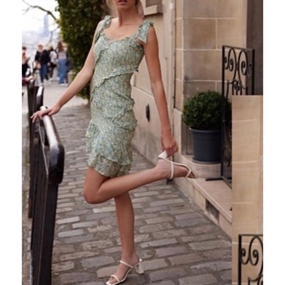 ASTR THE LABEL Eastwick Floral Ruffle Mini Dress Yellow Green Blue - Picture 3 of 13